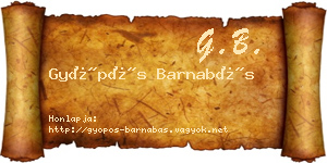 Gyöpös Barnabás névjegykártya
